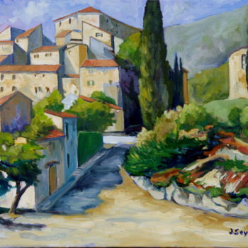 Peinture intitulée "Carros le village" par Jean Seyrat, Œuvre d'art originale