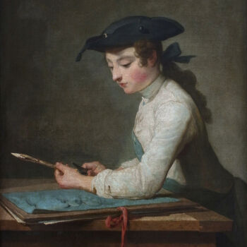 Pittura intitolato "Le Jeune dessinateur" da Jean Siméon Chardin, Opera d'arte originale, Olio