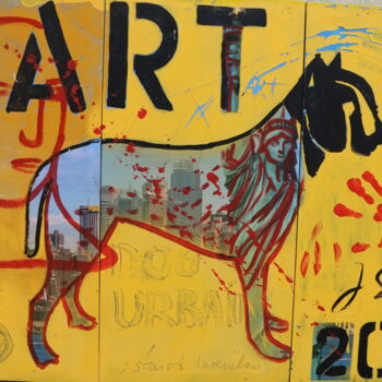 Peinture intitulée "TRIPTYQUE DOG MAIN…" par Jean Starck, Œuvre d'art originale, Acrylique