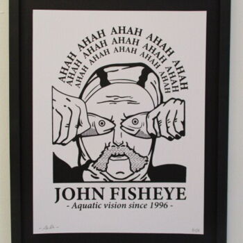 Printmaking titled "John Fisheye" by Jean Terasas (ahah), Original Artwork, Screenprinting