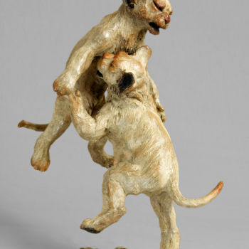 Sculpture intitulée "chahut de lionceaux" par Vassil, Œuvre d'art originale, Métaux