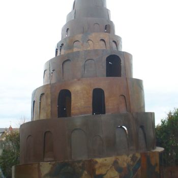 Skulptur mit dem Titel "La Tour de Babel" von Jean Vindras, Original-Kunstwerk, Metalle