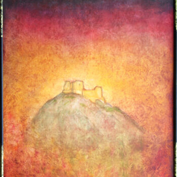 Peinture intitulée "Château de Montségu…" par Jean Xavier Combe, Œuvre d'art originale, Huile Monté sur Châssis en bois