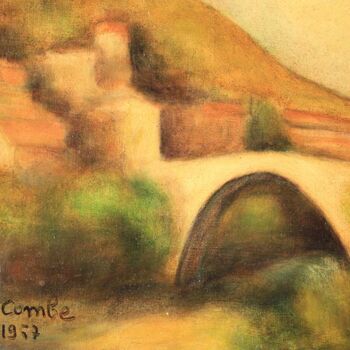 Painting titled "" Pont de Nyons "" by Jean Xavier Combe, Original Artwork, Oil Mounted on Wood Stretcher frame