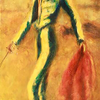Painting titled "Matador" by Jean Xavier Combe, Original Artwork, Oil Mounted on Wood Stretcher frame