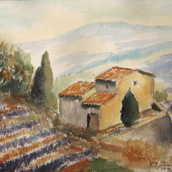 Painting titled "Grange à Verfeuil I." by Jean Xavier Combe, Original Artwork, Watercolor