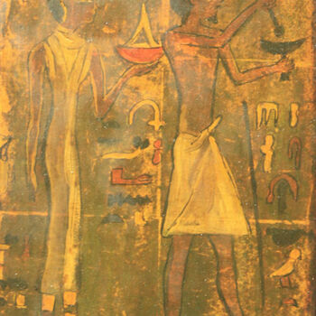 Pintura intitulada "Offrandes au défunt." por Jean Xavier Combe, Obras de arte originais, Óleo Montado em Painel de madeira