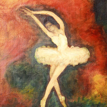 Painting titled "Danseuse II" by Jean Xavier Combe, Original Artwork, Oil Mounted on Wood Stretcher frame