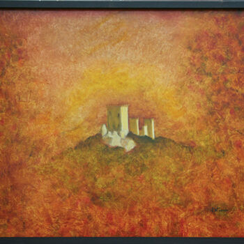 Painting titled "Château de Puyvert." by Jean Xavier Combe, Original Artwork, Oil Mounted on Wood Stretcher frame