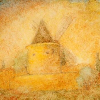 Pintura intitulada "Moulin de"Jérusalem…" por Jean Xavier Combe, Obras de arte originais, Óleo Montado em Armação em madeira