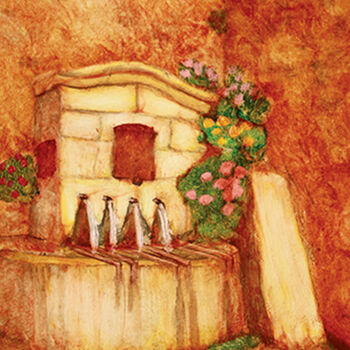 Peinture intitulée "Fontaine de Gigonda…" par Jean Xavier Combe, Œuvre d'art originale, Huile Monté sur Châssis en bois
