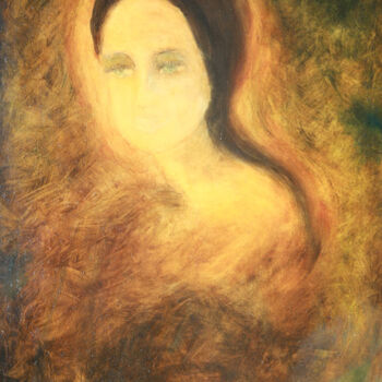 Painting titled "Lucia." by Jean Xavier Combe, Original Artwork, Oil Mounted on Wood Stretcher frame