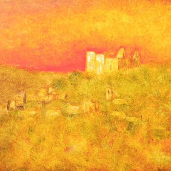 Painting titled ""Château de Lacoste…" by Jean Xavier Combe, Original Artwork, Oil Mounted on Cardboard