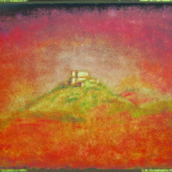 Peinture intitulée ""Château d'Aguilar"" par Jean Xavier Combe, Œuvre d'art originale, Huile