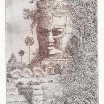 Gravures & estampes intitulée "Angkor 1" par Jean-Yves André, Œuvre d'art originale, Gravure