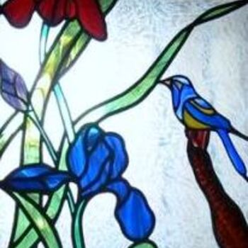 Artcraft titled "l'oiseau et iris" by Jean-Yves Delille, Original Artwork