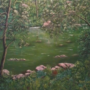 Painting titled "au bord de la rivie…" by Jean-Yves Saint Lezer, Original Artwork, Oil