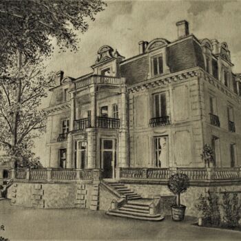Dessin intitulée "Château GRATTEQUINA" par Jean-Yves Saint Lezer, Œuvre d'art originale, Crayon