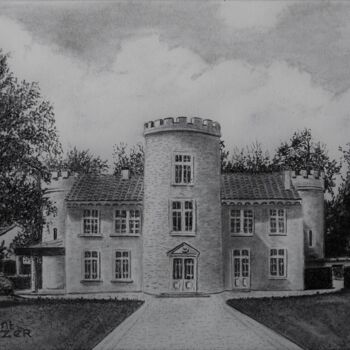 Drawing titled "Château FONTESTEAU" by Jean-Yves Saint Lezer, Original Artwork, Pencil