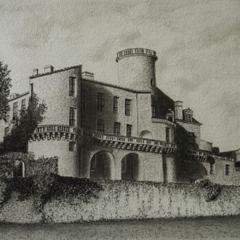 Dessin intitulée "Château de DURAS" par Jean-Yves Saint Lezer, Œuvre d'art originale, Crayon