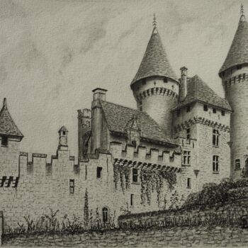 Drawing titled "Château PUYMARTIN" by Jean-Yves Saint Lezer, Original Artwork, Pencil