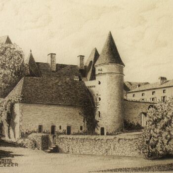 Drawing titled "Château de la BOURL…" by Jean-Yves Saint Lezer, Original Artwork, Pencil