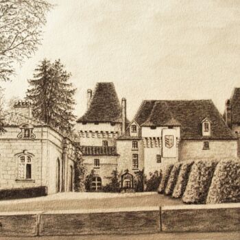 Drawing titled "Château Beauregard" by Jean-Yves Saint Lezer, Original Artwork, Pencil