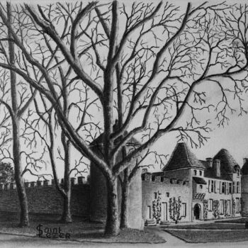 Dessin intitulée "Château d'YQUEM" par Jean-Yves Saint Lezer, Œuvre d'art originale, Crayon