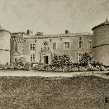 Dessin intitulée "Château de CARLES" par Jean-Yves Saint Lezer, Œuvre d'art originale, Crayon