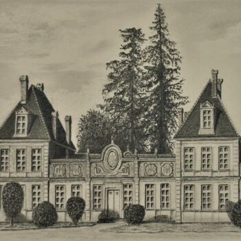 Dessin intitulée "Château de CERONS" par Jean-Yves Saint Lezer, Œuvre d'art originale, Crayon