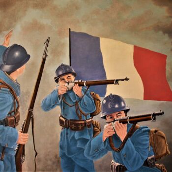 Pittura intitolato "Grande guerre 14-18…" da Jean-Yves Saint Lezer, Opera d'arte originale, Olio