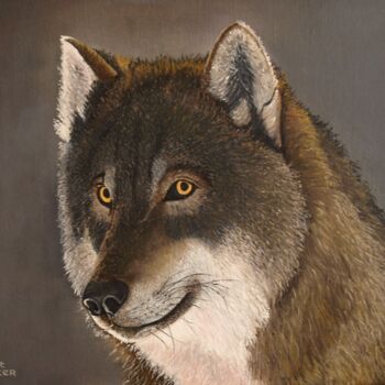 Peinture intitulée "Le loup" par Jean-Yves Saint Lezer, Œuvre d'art originale, Huile