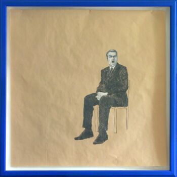 Drawing titled "Gentleman  - 7" by Jean-Yves Verne, Original Artwork, Chalk Mounted on Wood Panel