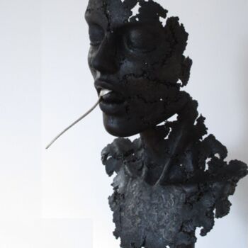 Sculpture titled "silver spoon blues" by Jean-Yves Verne, Original Artwork, Cement Mounted on Metal