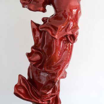 「résine epoxy rouge…」というタイトルの彫刻 Jean-Yves Verneによって, オリジナルのアートワーク, 樹脂