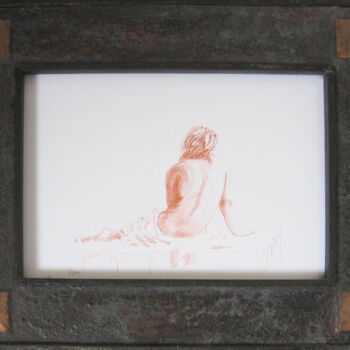 Disegno intitolato "dessin - nu- femme…" da Jean-Yves Verne, Opera d'arte originale, Pastello Montato su Cartone