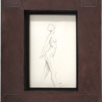 Рисунок под названием "dessin - nu - sweet…" - Jean-Yves Verne, Подлинное произведение искусства, Графит Установлен на картон