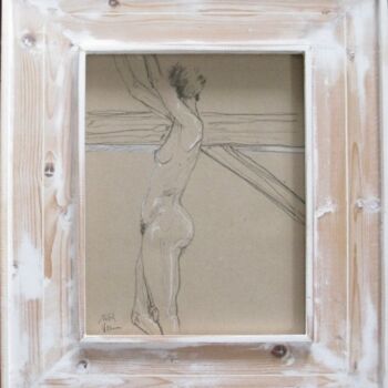 Рисунок под названием "dessin - nu - femme…" - Jean-Yves Verne, Подлинное произведение искусства, Графит Установлен на Друга…