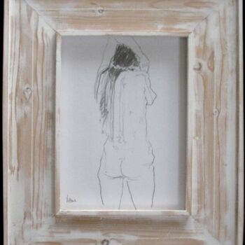 Drawing titled "dessin - nu  - Flor…" by Jean-Yves Verne, Original Artwork, Graphite Mounted on Cardboard