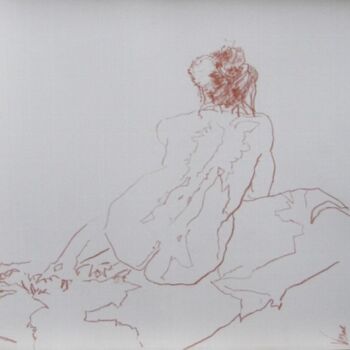 Tekening getiteld "dessin - nu - femme…" door Jean-Yves Verne, Origineel Kunstwerk, Pastel Gemonteerd op Karton