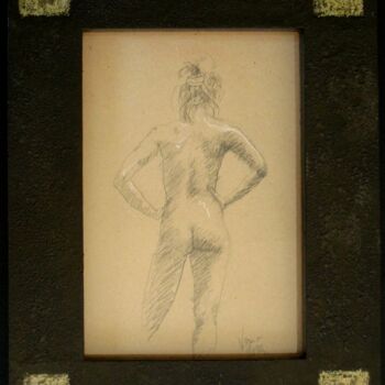 Drawing titled "dessin - femme - nu…" by Jean-Yves Verne, Original Artwork, Graphite Mounted on Other rigid panel