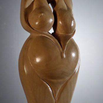 Скульптура под названием "Déesse-mère 19" - Jean-Charles Ferrand, Подлинное произведение искусства, Дерево