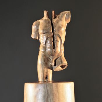 Sculpture titled "Torse en tic-toc" by Jean-Charles Ferrand, Original Artwork, Wood