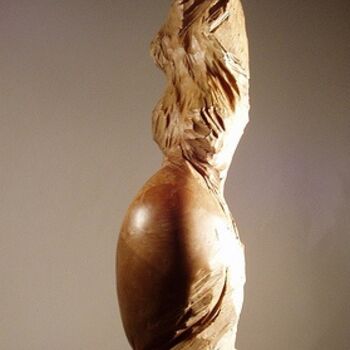 Sculpture intitulée "Maternité verticale" par Jean-Charles Ferrand, Œuvre d'art originale, Bois