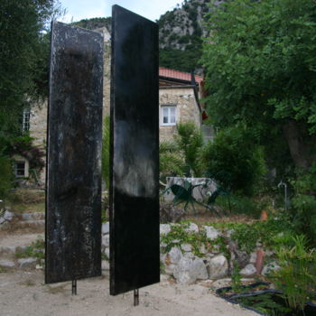 Sculpture titled "plaques" by Jean-Charles Stora, Original Artwork, Stainless Steel