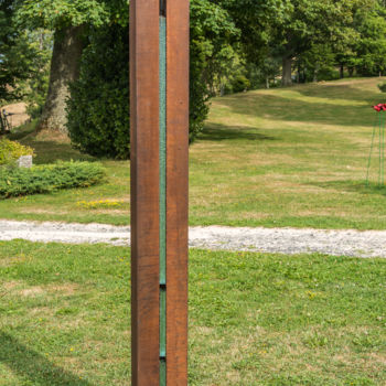 Sculpture titled "verre/acier" by Jean-Charles Stora, Original Artwork, Stainless Steel