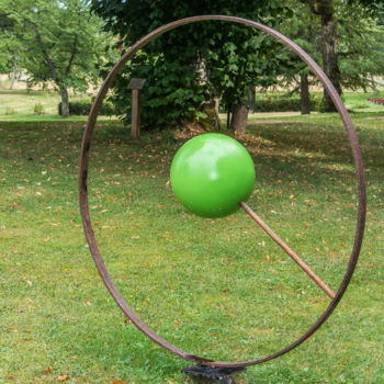 Sculpture titled "boule verte" by Jean-Charles Stora, Original Artwork, Stainless Steel