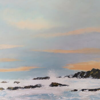 Painting titled "Un soir en bretagne…" by Jean-Claude Plet, Original Artwork, Acrylic Mounted on Wood Stretcher frame