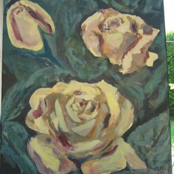 Painting titled "Roses de Janette" by Jean Claude Ananos, Original Artwork