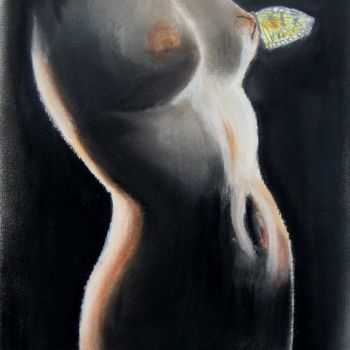 Drawing titled "L'effet papillon" by Jc C-S ' Art, Original Artwork, Pastel